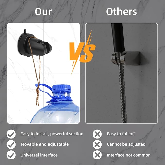 Suction Cup Shower Head Holder, Removable Shower Head Bracket No Drill Wall - Image 4