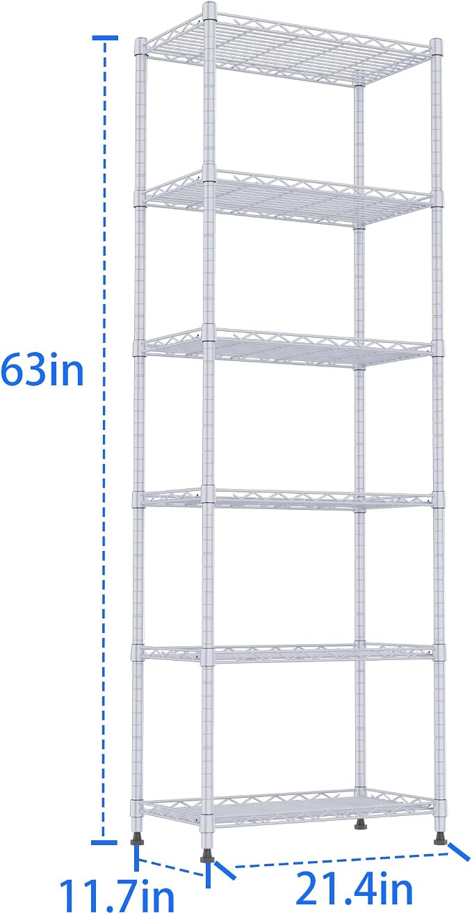 REGILLER 6 Wire Shelving Steel Storage Rack Adjustable Unit Shelves - Image 3