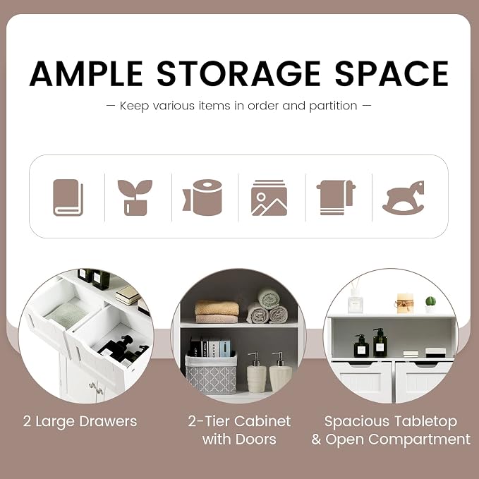 COSTWAY Bathroom Storage Cabinet, Freestanding Storage Organizer - Image 4