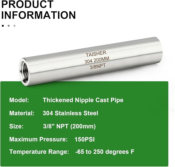 TAISHER 2PCS Stainless Steel Pipe Fittings, 3/8" NPT Female x 3/8" NPT Female - Image 5