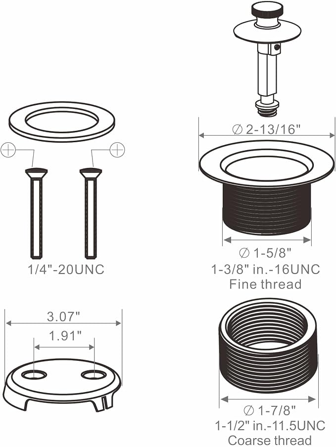 Bathtub Tub Drain Conversion Kit Assembly, Wellup Lift and Turn Twist Tub Drain - Image 6