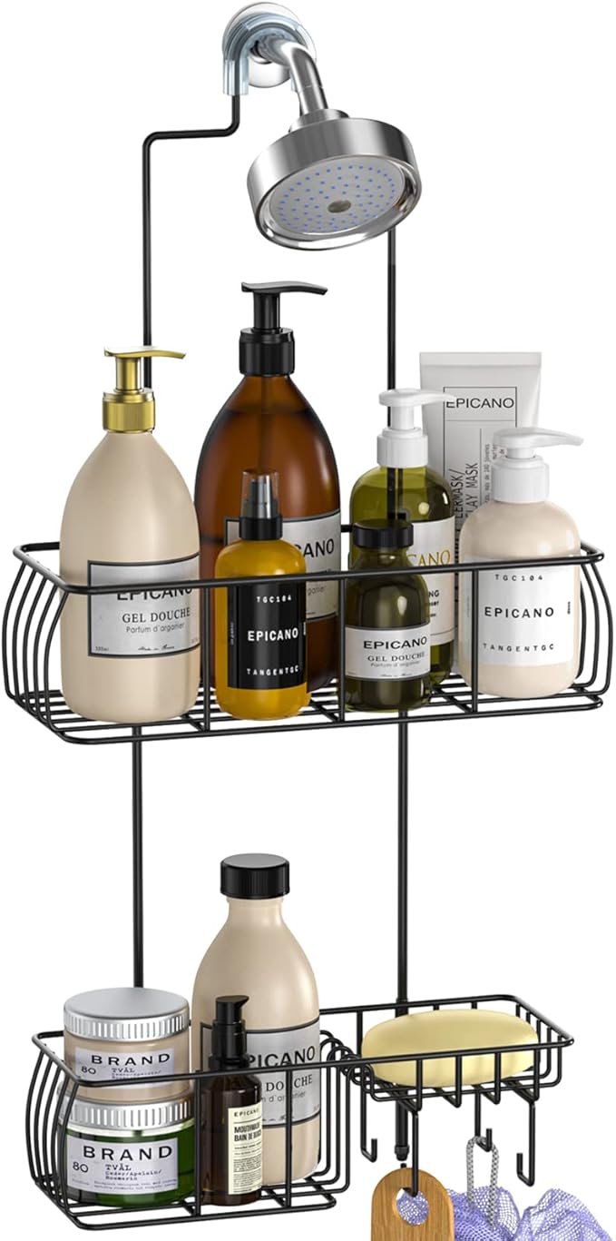 Epicano Shower Caddy Hanging, Anti-Swing Over Head Shower Caddy Rustproof by Epicano