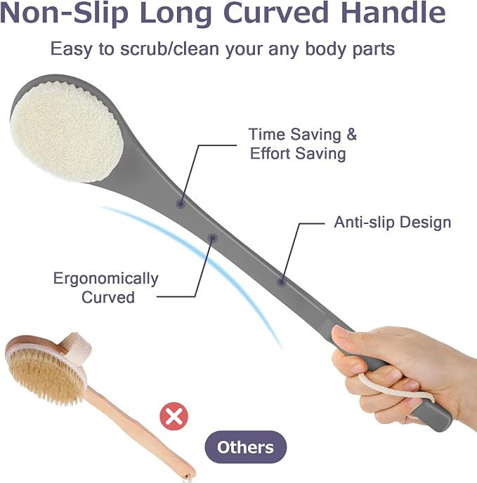 Body Back Scrubber – 17'' Long Handle Shower Brush, Durable Exfoliator - Image 4