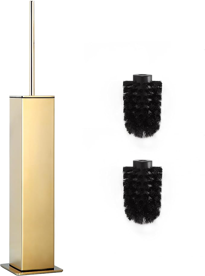 Gold Toilet Brush with Holder 304 Stainless Steel Toilet Bowl Brush, Square by KLDKLD