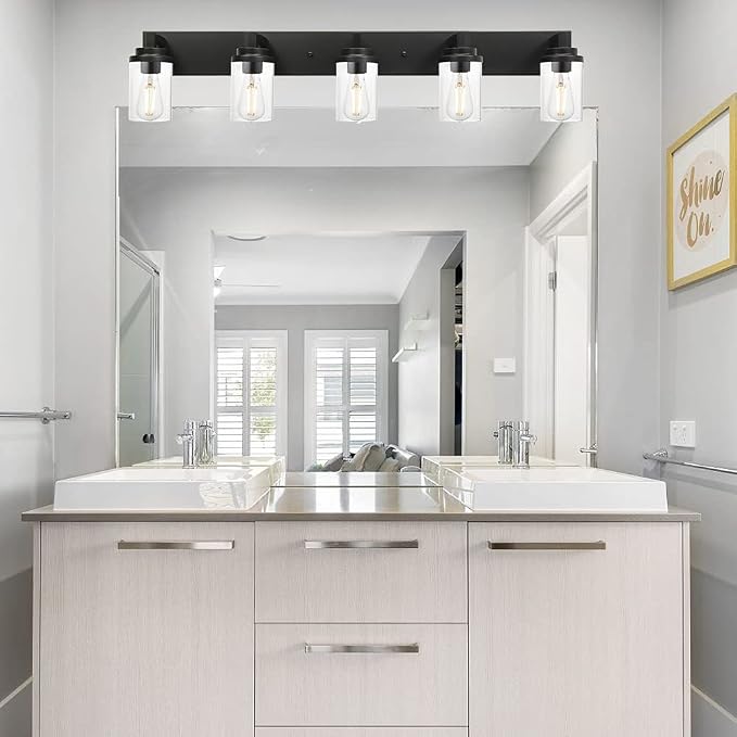 MELUCEE 5-Light Black Bathroom Light Fixtures - Image 4