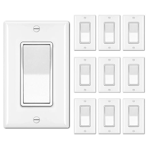 BESTTEN 10 Pack Single Pole Decorator Light Switch by BESTTEN