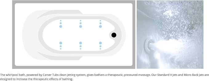 Carver Tubs - AR6032 - Modern Acrylic Fiberglass Whirlpool Tub Water Massage - Image 8