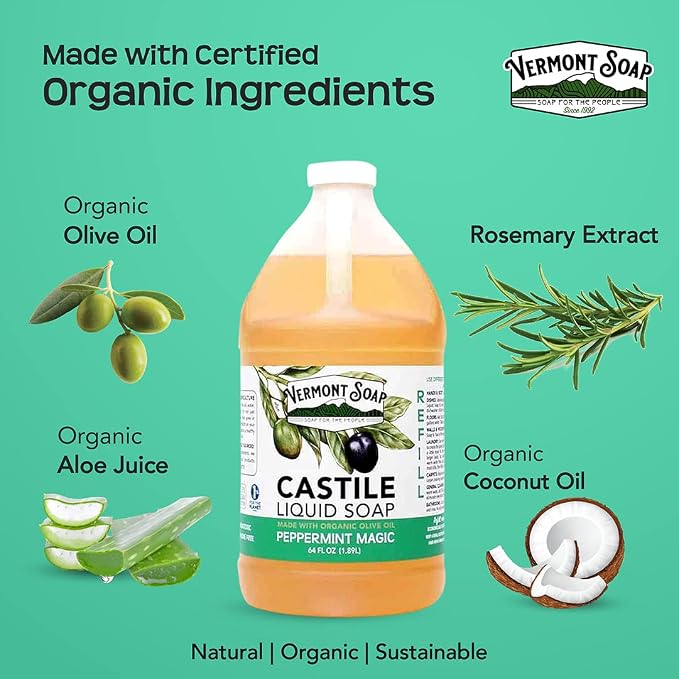 Vermont Castile Soap Peppermint, Gentle Liquid Soap - Image 5