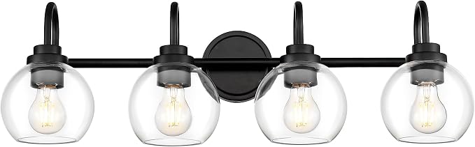 Bathroom Light Fixtures, 4-Light Matte Black Vanity Lights by Audickic