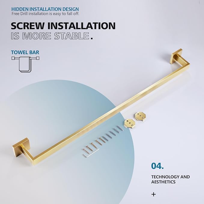 KOKOSIRI 32 Inch Gold Bath Towel Bar Bathroom Towel Rack Towel Holder Shower - Image 9