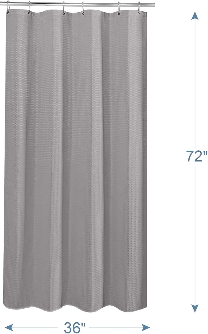 AmazerBath Grey Shower Curtain Waffle Textured, Small Stall Shower Curtain Gray - Image 7