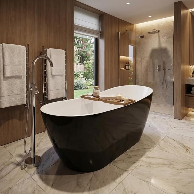 Bathtub with Upturned Ends, CUPC Chrome Drain and Overflow, Built-in Overflow - Image 3
