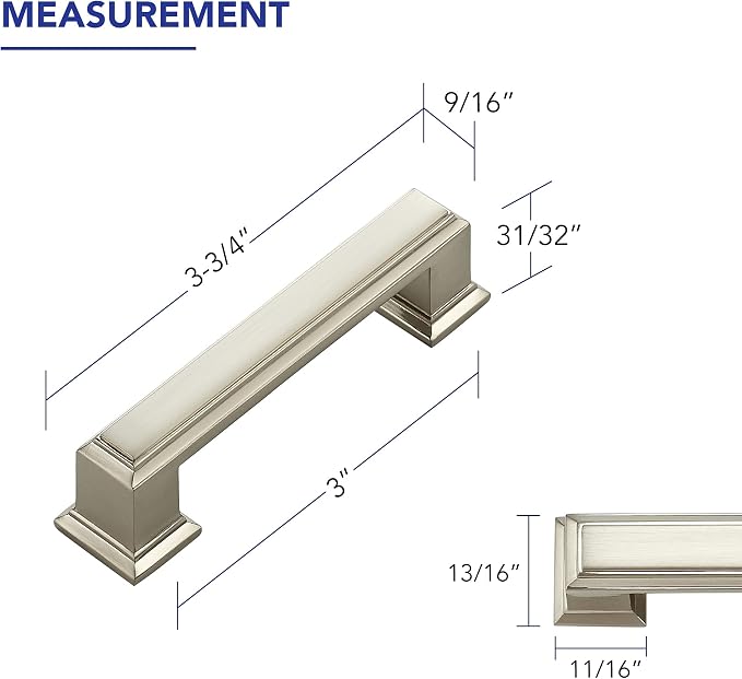 Ravinte Hardware 5 Pack Brushed Nickel Cabinet Pulls, 3 Inch Hole Center Zinc - Image 2