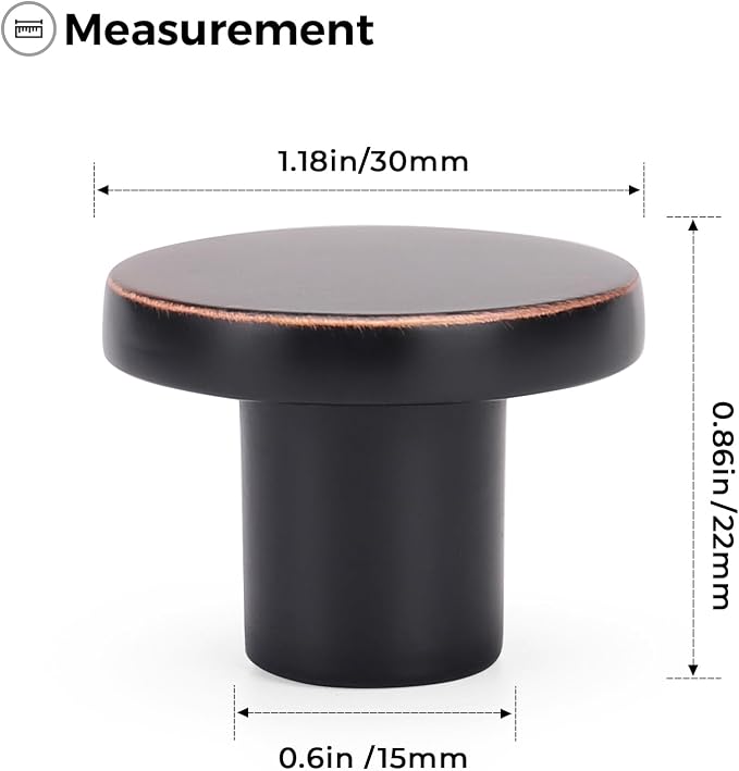 Ravinte 15 Pack Cabinet Knobs Oil Rubbed Bronze Kitchen Cabinet Knobs Round - Image 3