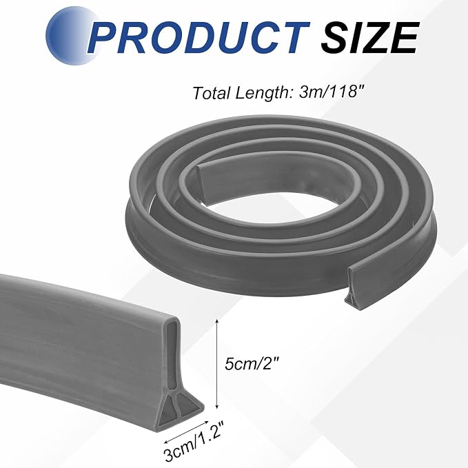 PATIKIL 2" Collapsible Shower Threshold Water Barrier, 118 Inch Self Adhesive - Image 2