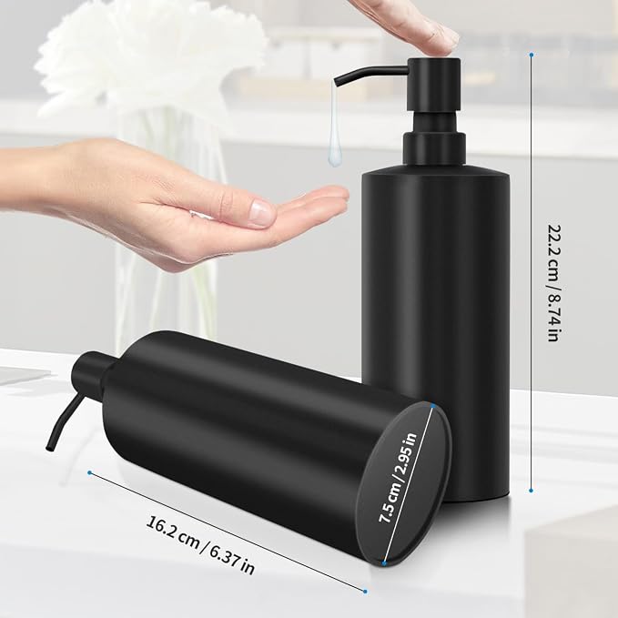 ARKTEK Large Stainless Steel Countertop Soap Dispenser Matte Black- Rust and - Image 2