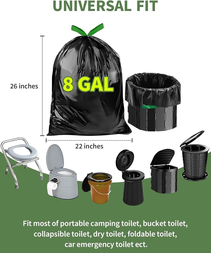 25 Portable Camping Toilet Bags Drawstring, 8 Gal Compost Bags - Image 6