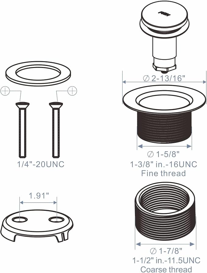 Chrome Tub Drain Tip-Toe Tub Trim Set Conversion Kit Assembly, Hidrop Bathtub - Image 5