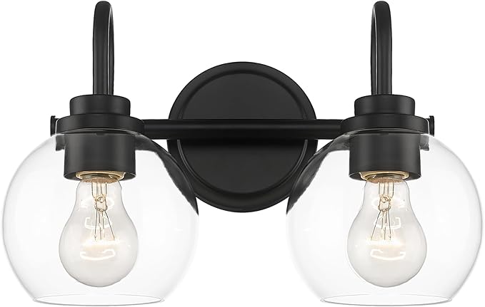 2-Light Bathroom Vanity Light Over Mirror, Matte Black Vanity Light by Audickic