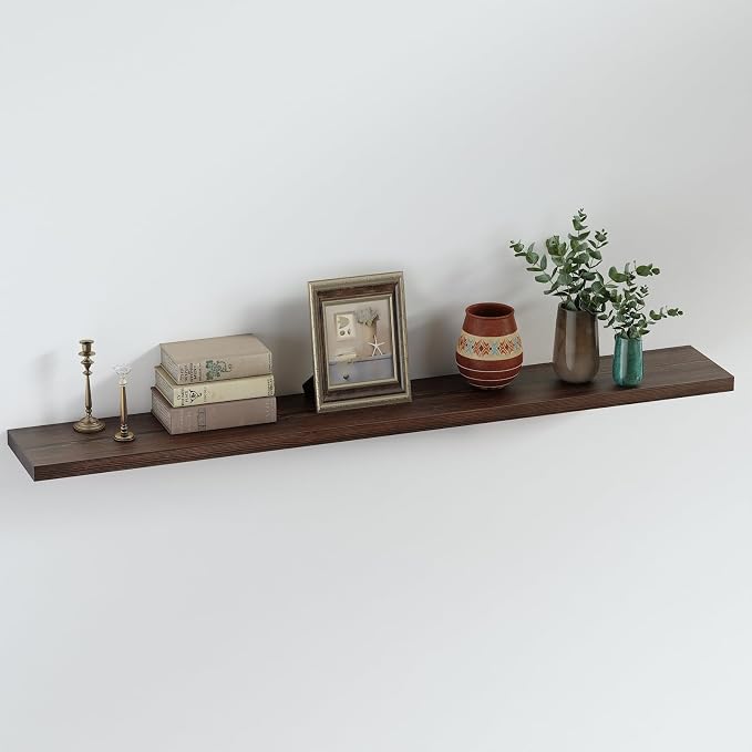 SAUMONIERES Floating Shelves 8 Inch Deep Solid Wood Wide Wall Shelf Set of 1 by Saumonieres