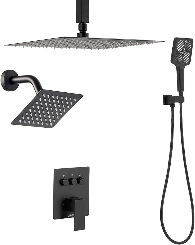 VEVOR Shower Faucet Set, 12 Inch Ceiling Mount Rainfall Shower System - Image 9