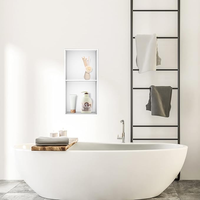 Neodrain No Tile Shower Niche, Stainless Steel Wall Niche 13.1"X25.1", Two-Tier - Image 6