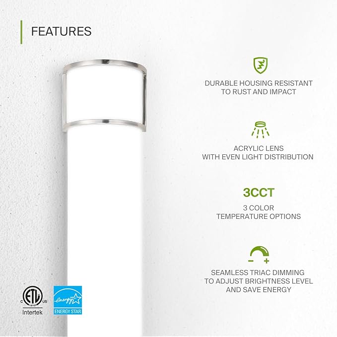 ASD LED 36" Vanity Flush Mount Light Fixture, Linear Bathroom Lighting Bar | - Image 3