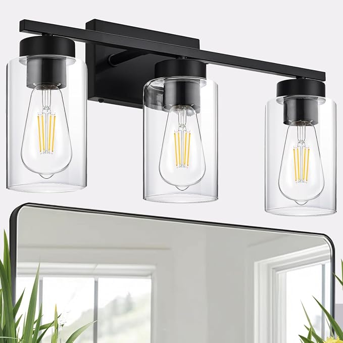 3-Light Bathroom Vanity Light, Modern Black Wall Lights - Image 4