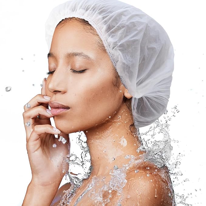 100 Pcs Disposable Shower Caps, Waterproof Bath Caps, Biodegradable disposable - Image 5