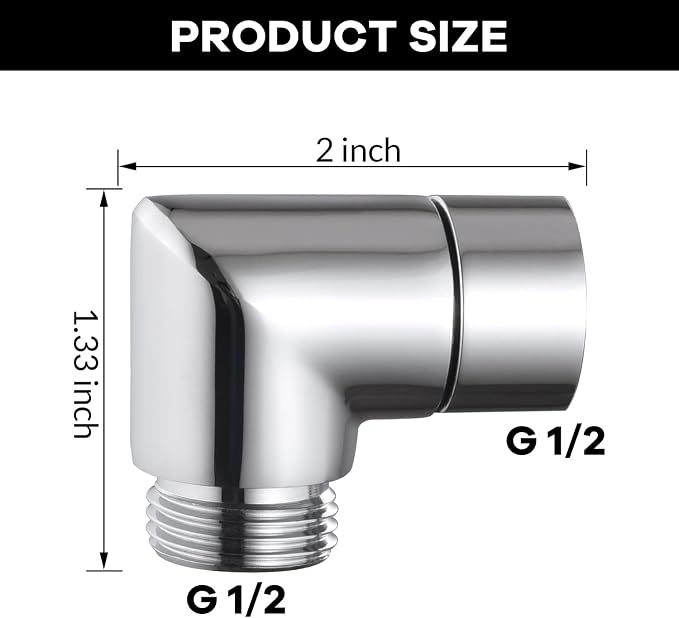 Shower Head Elbow Adapter, All Metal Handheld & Wall-Mounted Shower Arm - Image 2