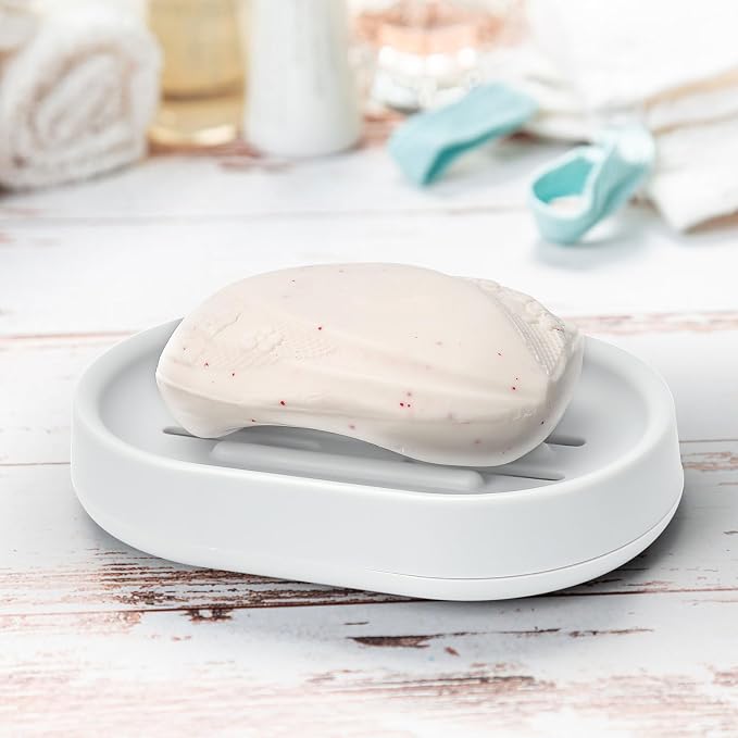 Topsky 2 Pack Soap Dish for Shower, Oval Plastic White Soap Bar Holder - Image 6
