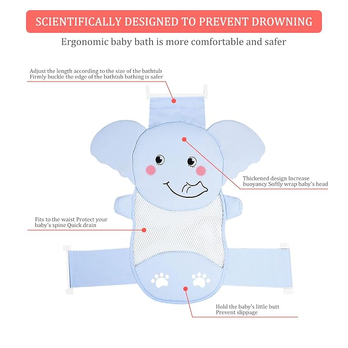 AIR&TREE Baby Bath Seat Support Net, Quick Drying, Adjustable, Comfortable - Image 8