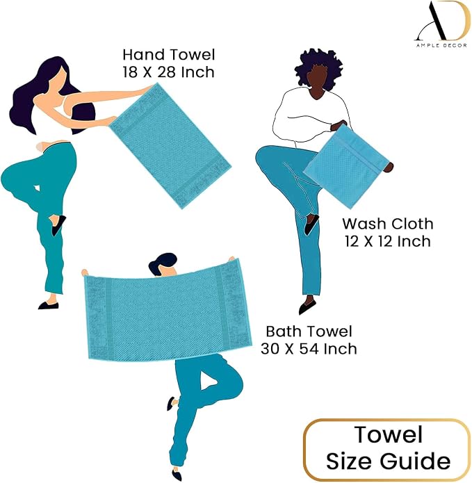 Ample Decor Towels for Bathroom, 6 Pieces Gift Set, 100% Cotton Soft Quick Dry - Image 5