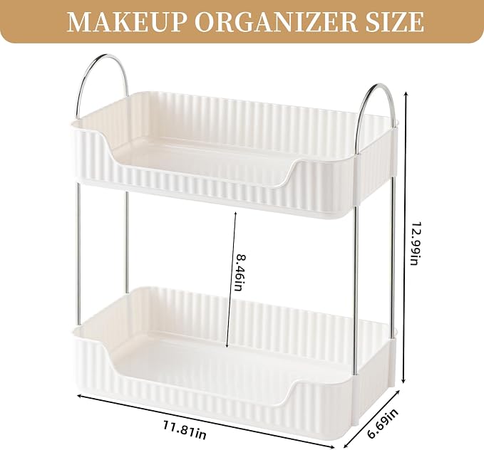 Bathroom Counter Organizer Countertop Storage, Cosmetics Skincare Shelf - Image 3