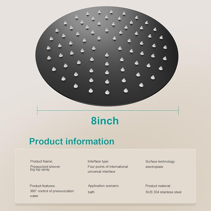 All Metal Rain Shower Head - Image 2