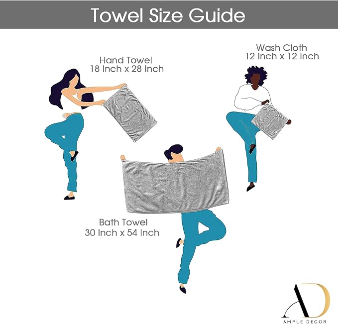 Ample Decor Bathroom Towel Set of 18-4 Hand Towel, 4 Bath Towel, 10 Wash Cloths - Image 7