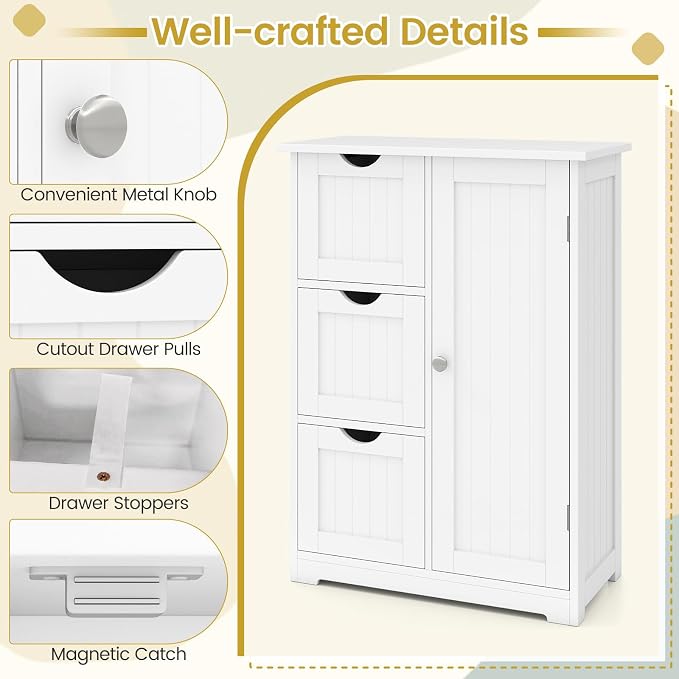 Tangkula Bathroom Floor Cabinet, Freestanding Storage Cabinet - Image 8