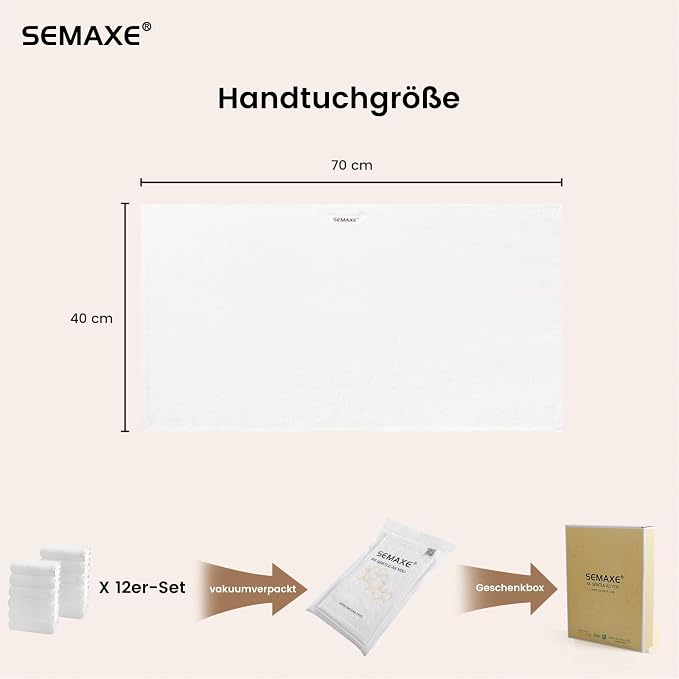 SEMAXE 12 Pack Hand Towels for Bathroom, 100% Cotton Towels - Image 2