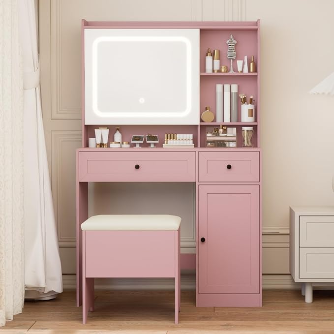 Vanity Table with Hidden Storage & LED Mirror - Image 2