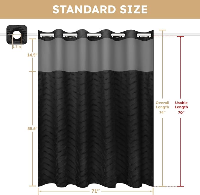 No Hook Shower Curtain and Liner Set - Image 5