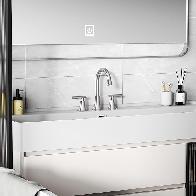 Bathroom Faucets for Sink 3 Hole, Hurran Brushed Nickel Bathroom Sink Faucet - Image 8