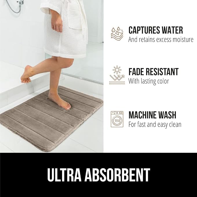 GORILLA GRIP Memory Foam Bath Mat, Soft Absorbent US Designed Bathroom Rug - Image 7