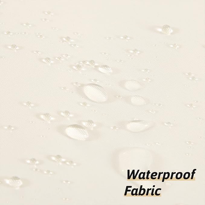 Furlinic No Hook Beige Shower Curtain, Polyester Fabric Bathroom Curtains - Image 3