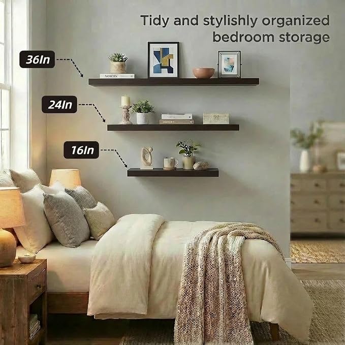 SAUMONIERES Floating Shelves Wall Shelf Solid Wood - Image 5