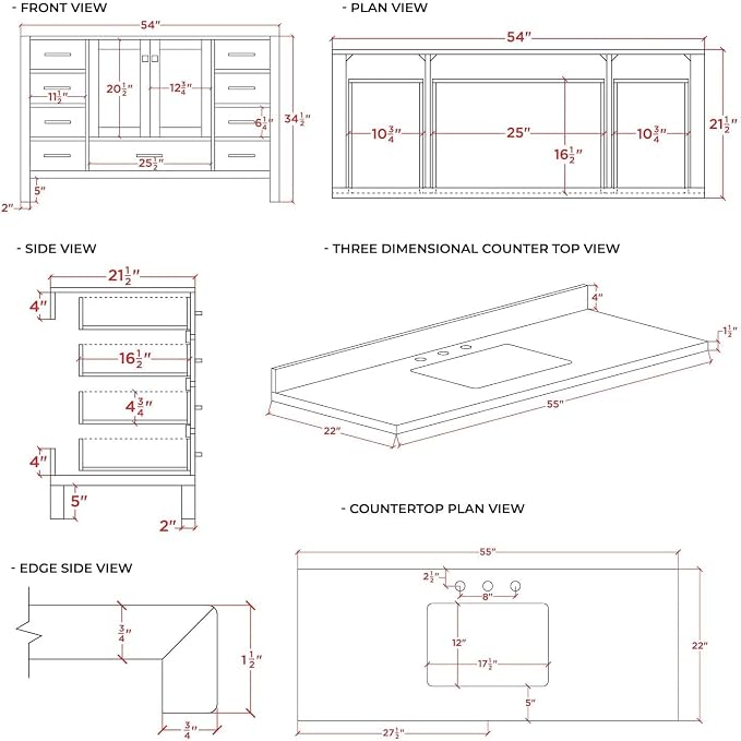 ARIEL 55" Grey Bathroom Vanity - Image 3