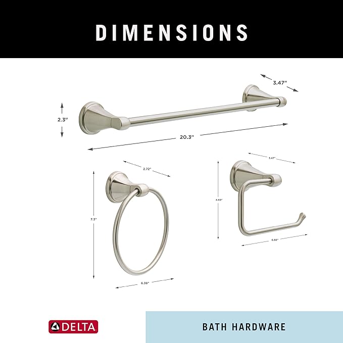 Delta Faucet Becker 3-Piece Bathroom Set, SpotShield Brushed Nickel, Toilet - Image 8