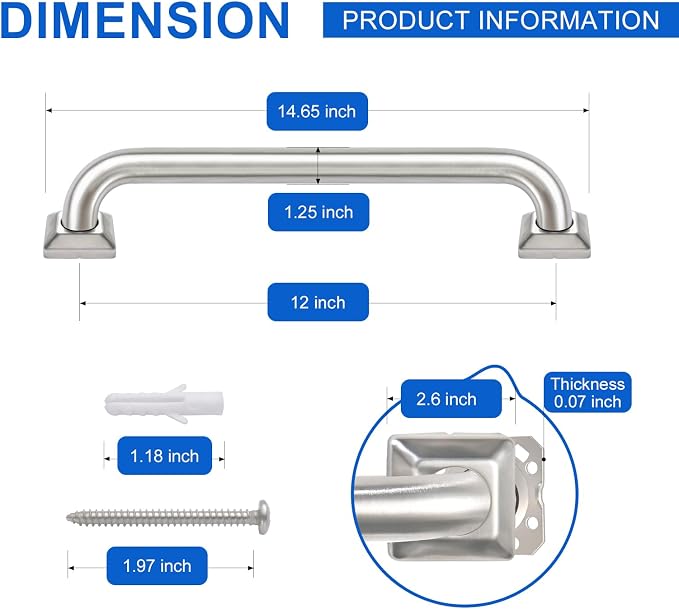 Bathroom Grab Bars Stainless Steel Handrail ADA Compliant 500lbs bathtubs and - Image 6