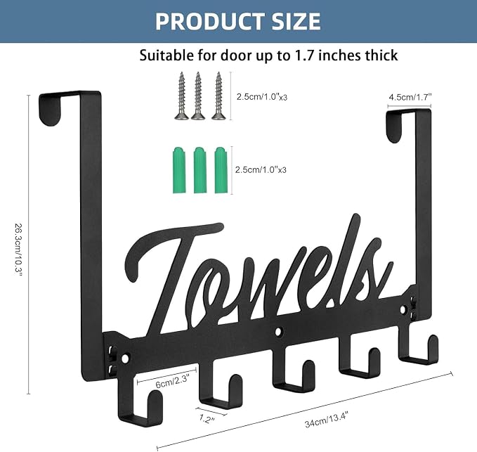 Over The Door Hooks, Towel Rack Towel Hooks - Image 2
