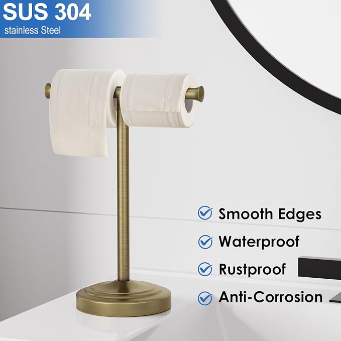 RUMOSE 13 Inch Antique Brass Towel Bar Stand Hand Holder Bathroom Kitchen - Image 6