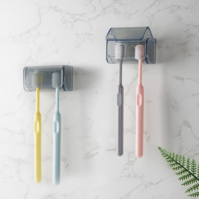2 PCS Toothbrush Holder Wall Mounted by LUEXBOX